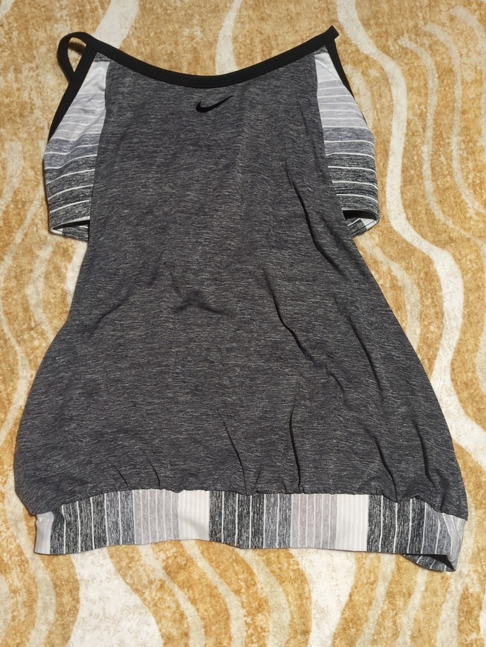 Nike Women’s Dark Gray Athletic Swim Tank with Black Trim & Bottoms